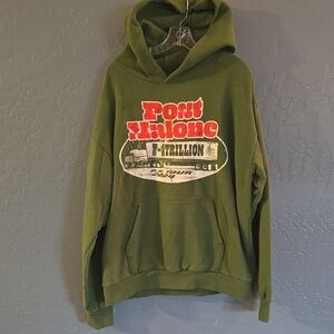 Post Malone 2024 Tour Official Olive Green Graphic Hoodie for Men